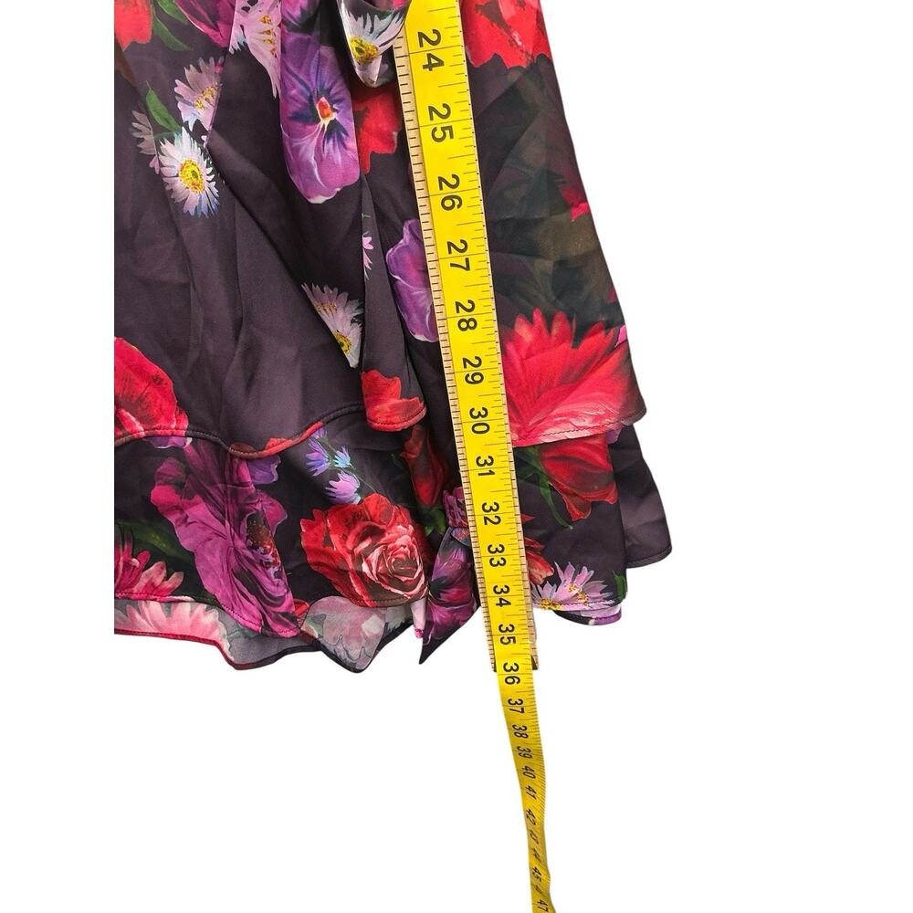 EXPRESS Floral V Neck Long Sleeve Tie-Belt Romper Party Dress Sz.L New NWT - Picture 11 of 11